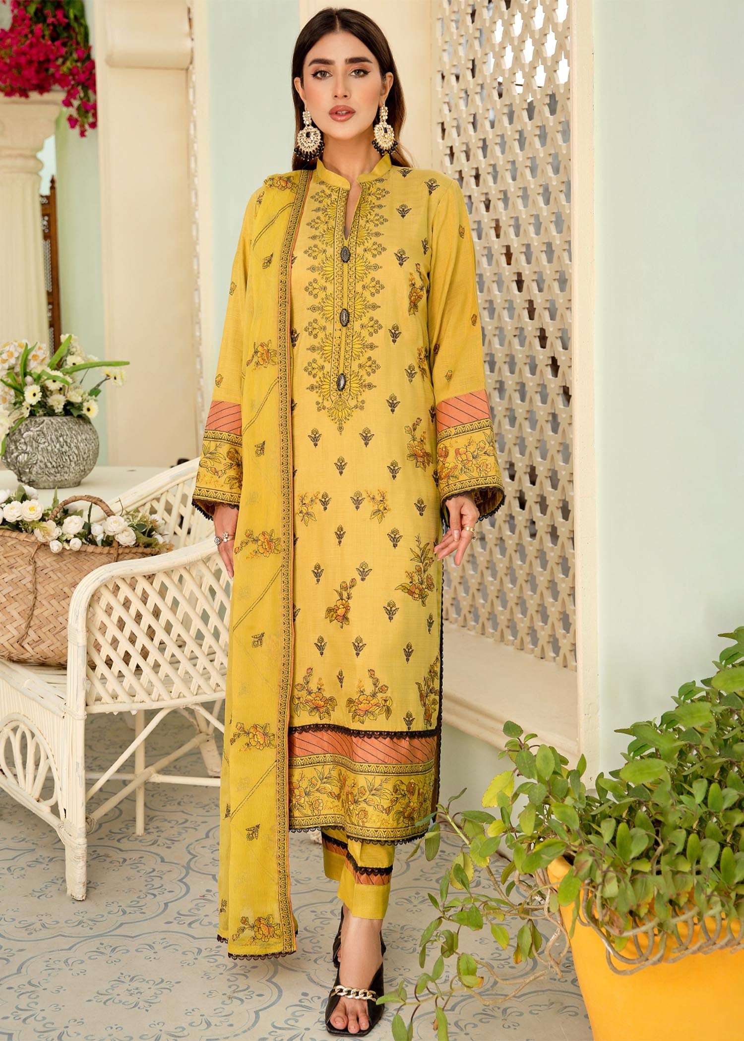 viscose Unstitched in Yellow