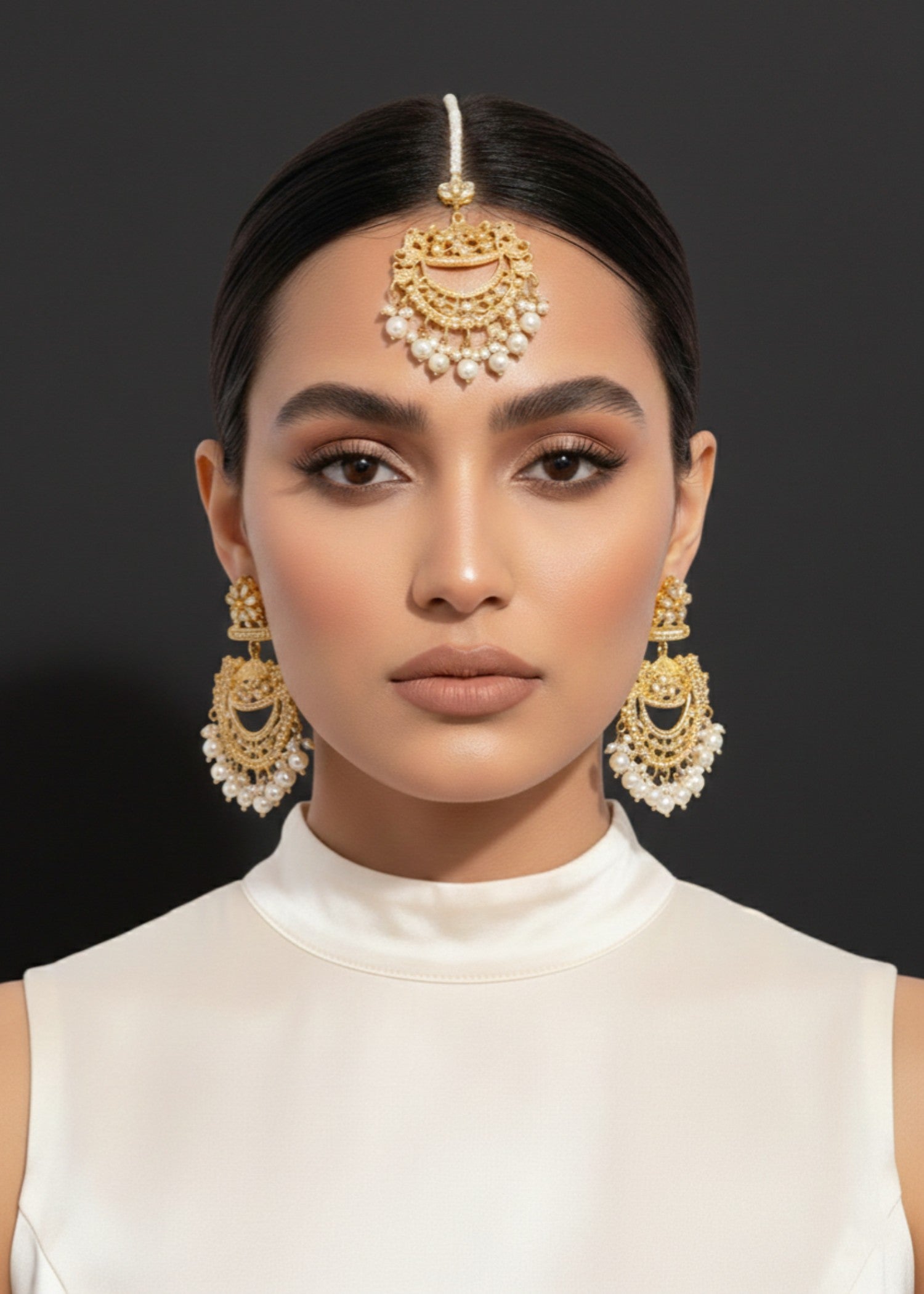 Jewelry Set in Pearl white, gold Color by - Trendy Women Jewelry Set MBI2138