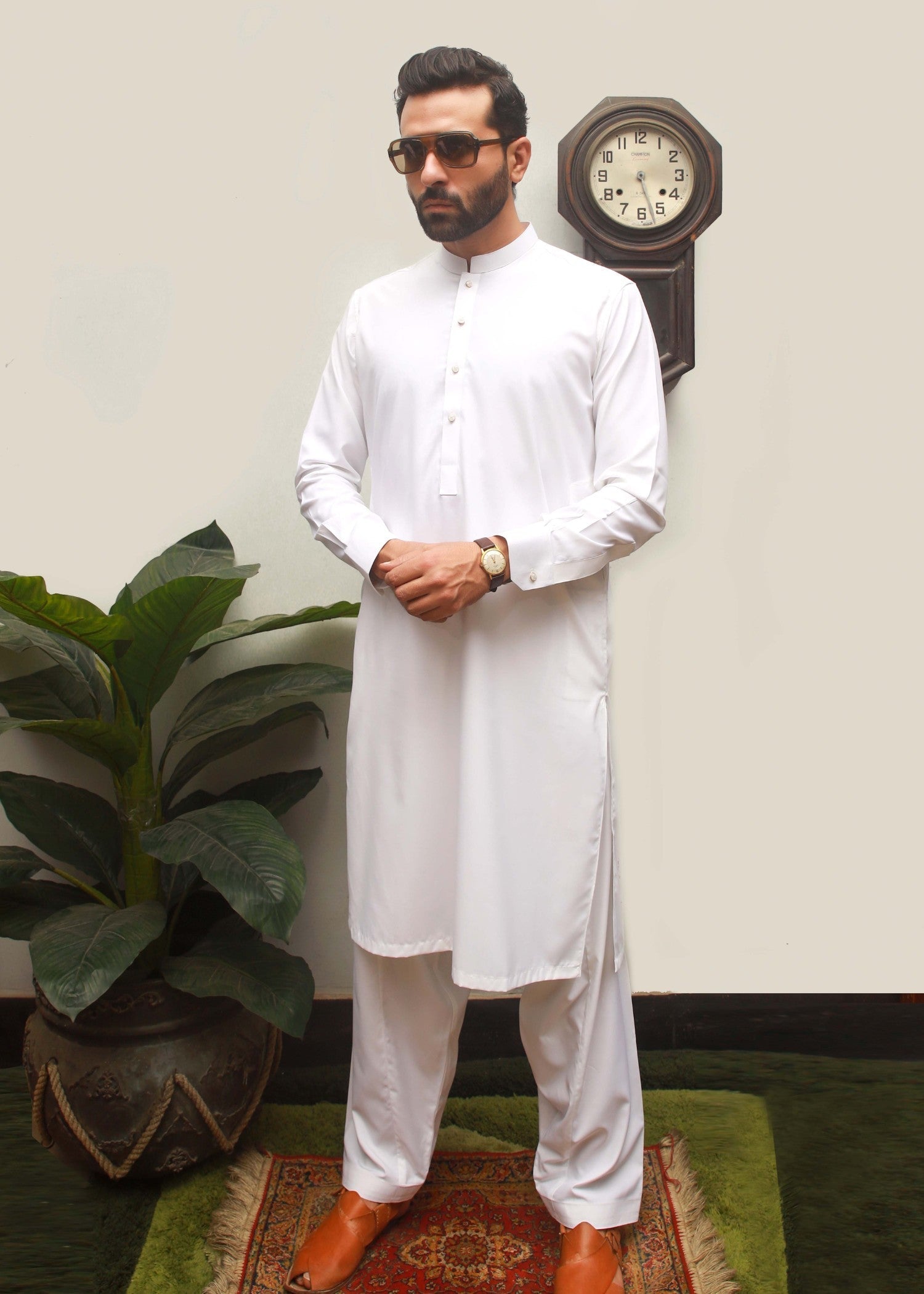 boski Shalwar Kameez in White by Maqsood Garments