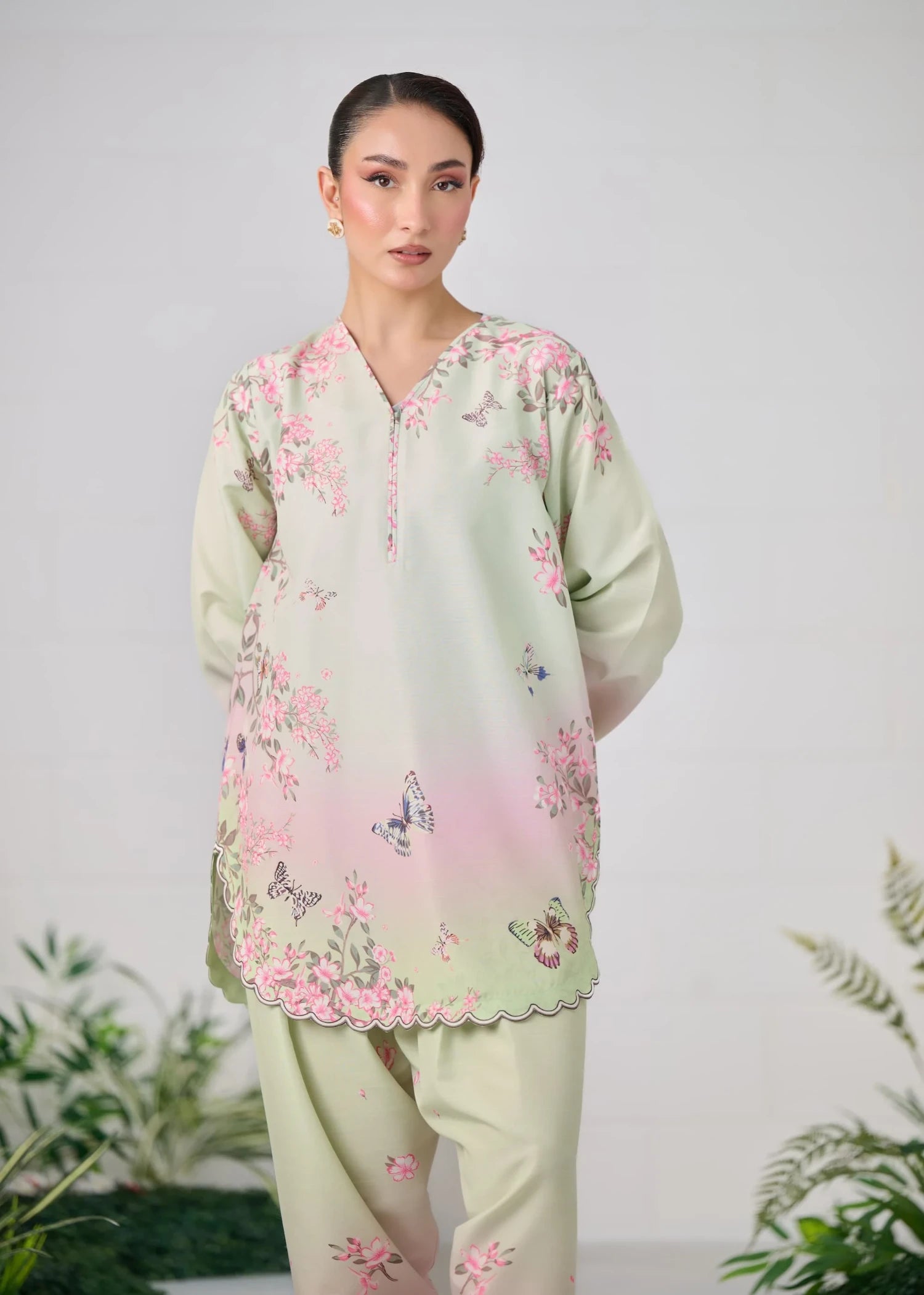 raw silk Co Ord Sets in Mint green, pink