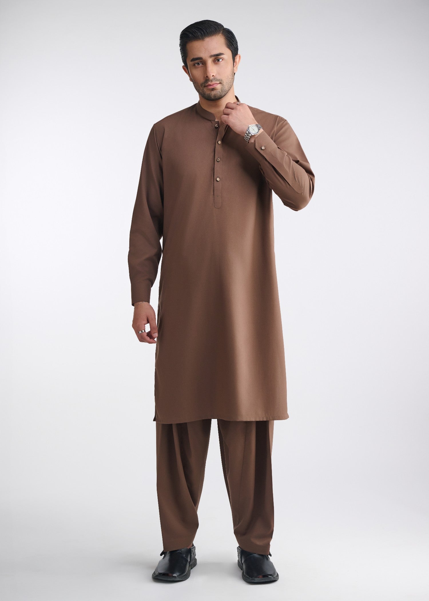 cotton Shalwar Kameez in Camel brown