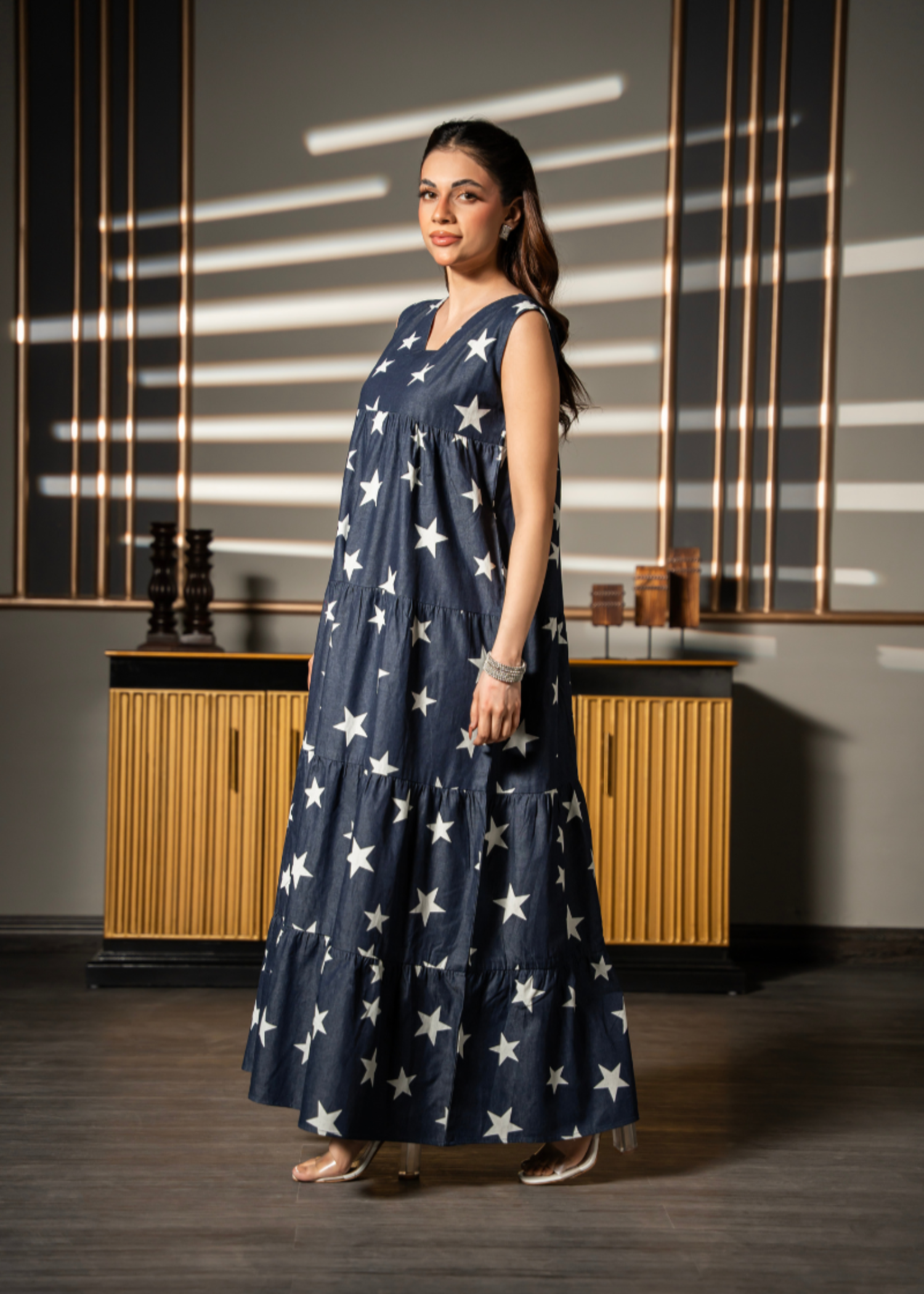 denim-like chambray Dress in Navy blue