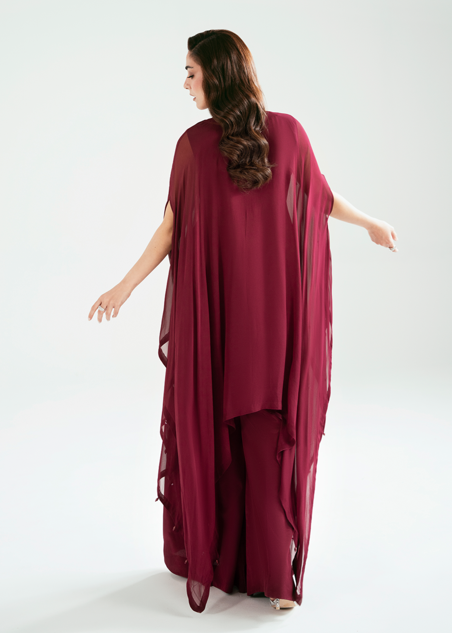 chiffon Kaftan in Maroon