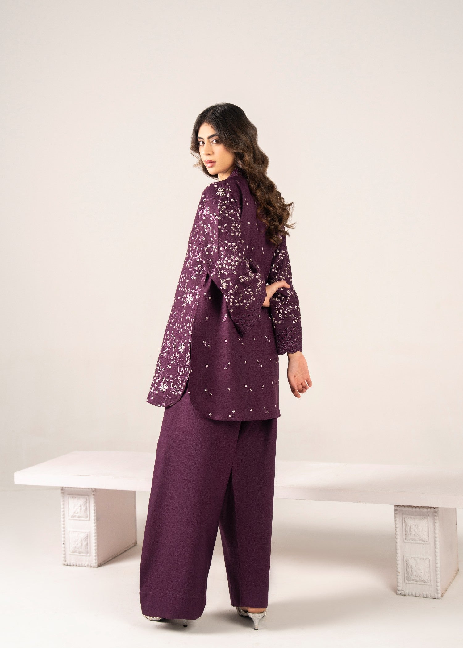 dhanak linen Kurta Set in Wine