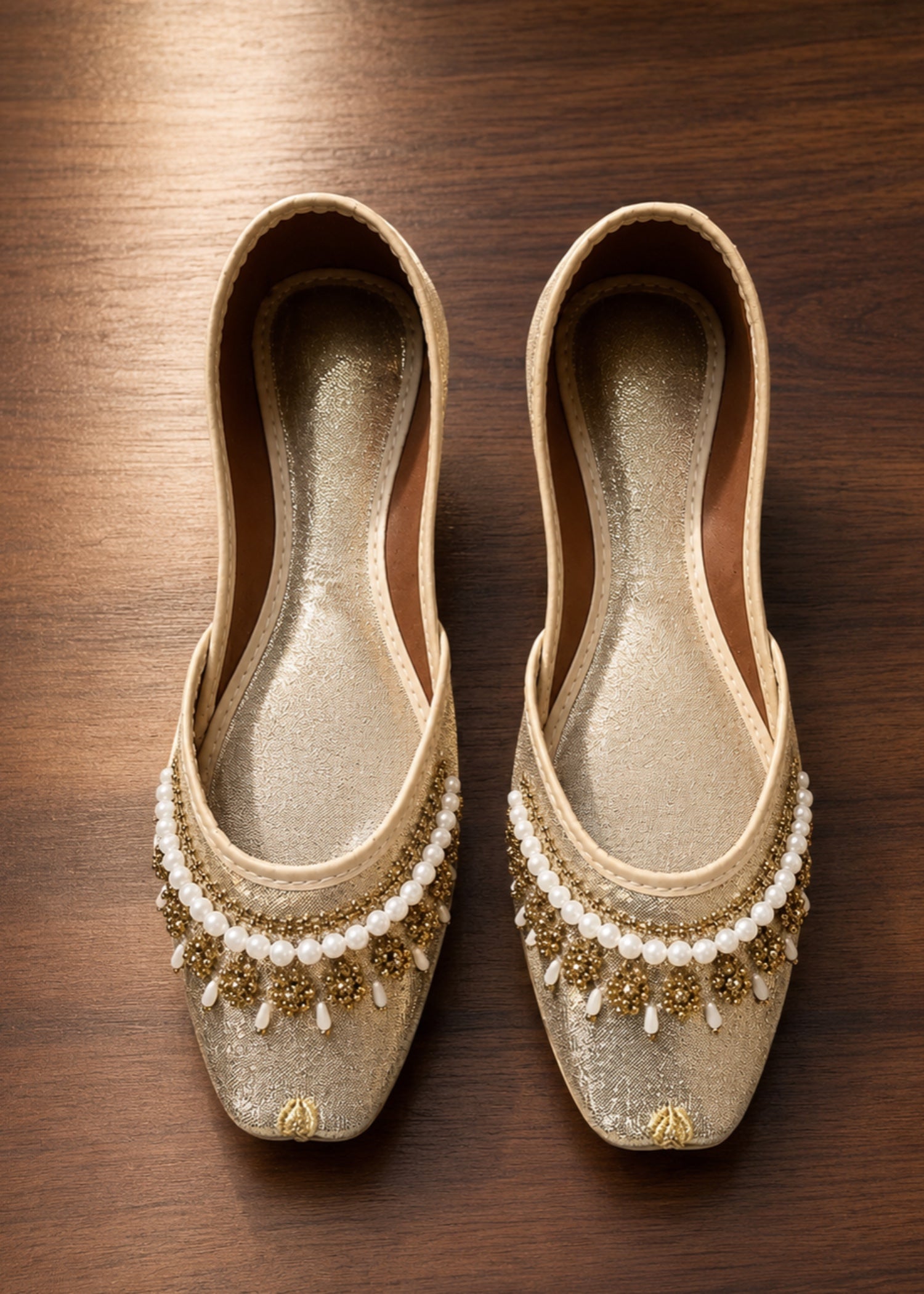 Khussa in Champagne by - High Quality Women Khussa KVC7001