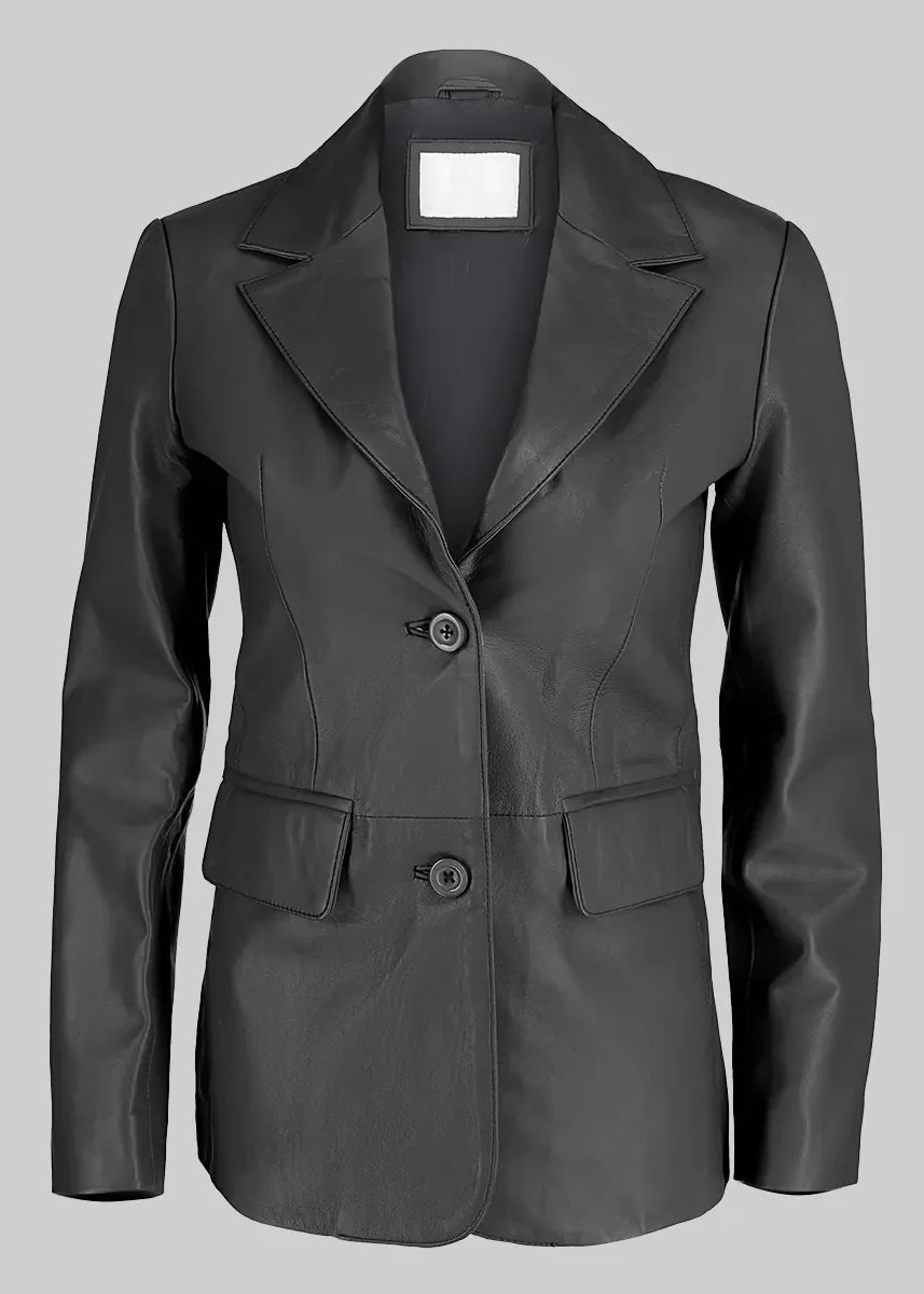 leather Blazer in Black