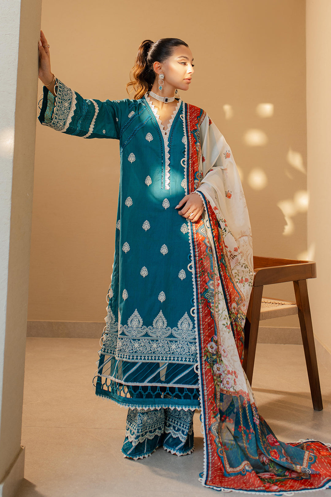 cotton Unstitched in Pacific blue