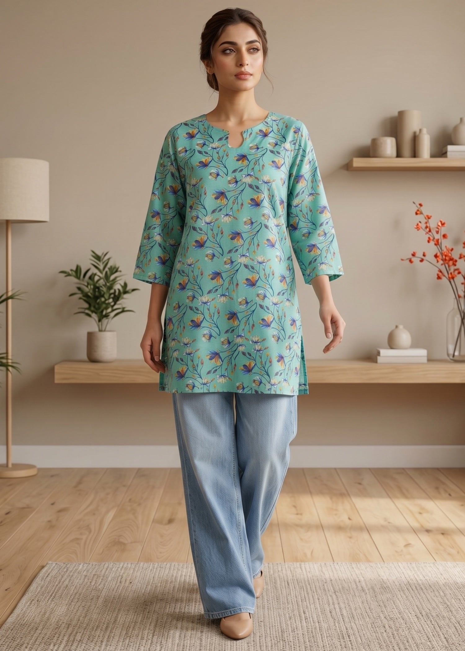lawn cotton Kurti in Electric blue