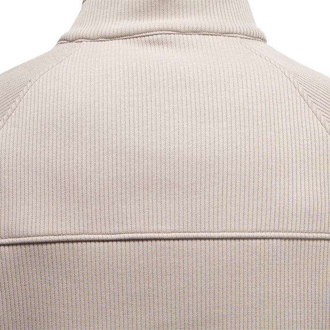 European And American Half Zipper Sweater Stand-up Collar All-match Fleece Men's Sweater Top