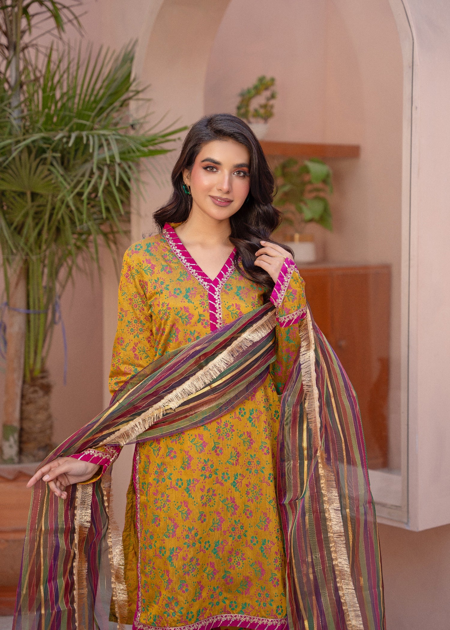 indian raw silk Kurta Set in Mustard