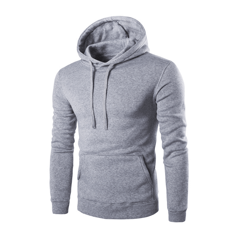 Pure Color Slim Men'S Hooded Long Sleeve Casual Simple Pullover Sweater