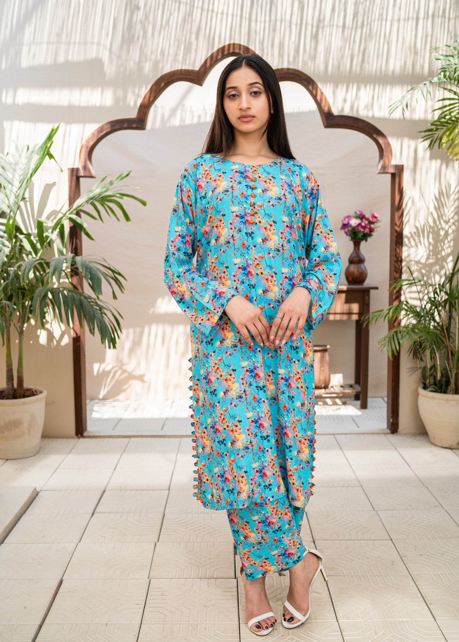 cotton Co Ord Sets in Multi, baby blue