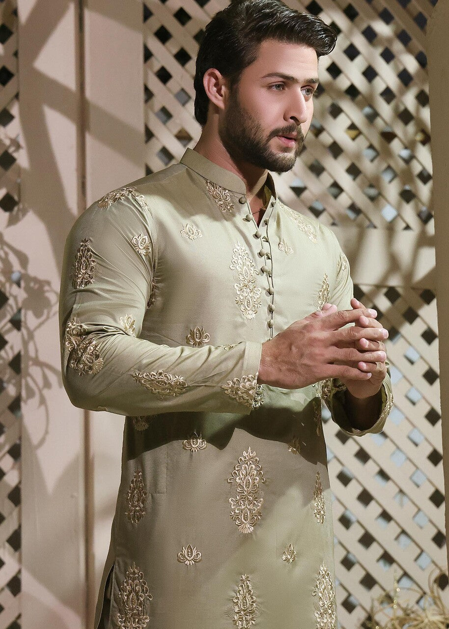 cotton silk Kurta in Pistachio green