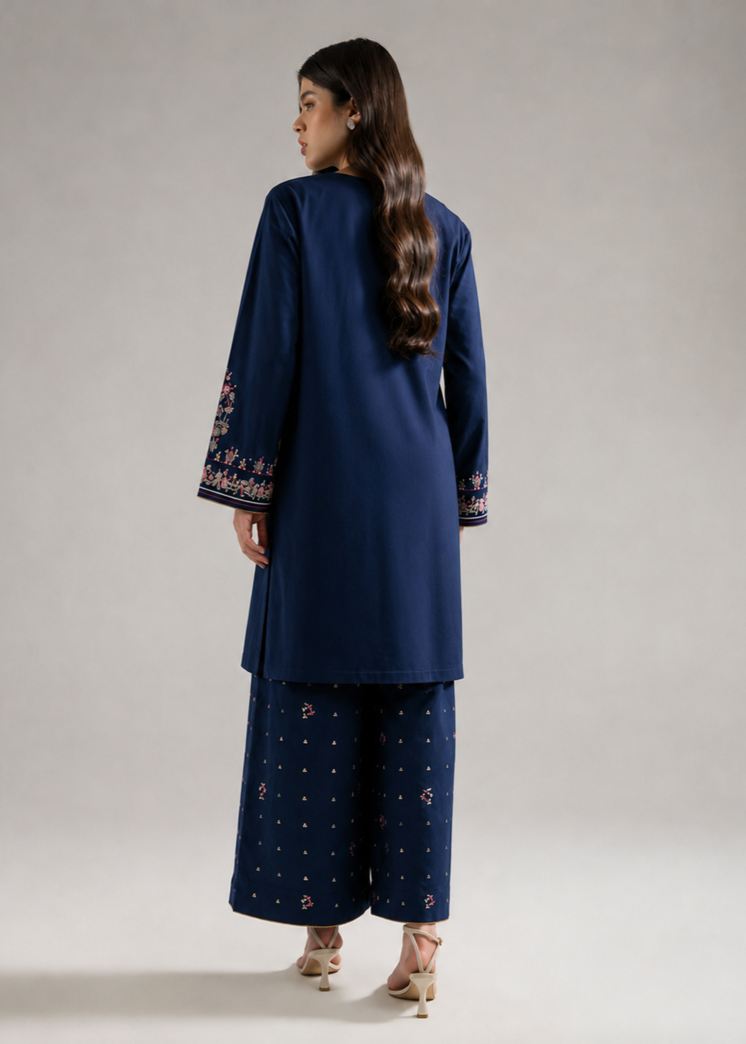 linen Kurta Set in Moonlight blue