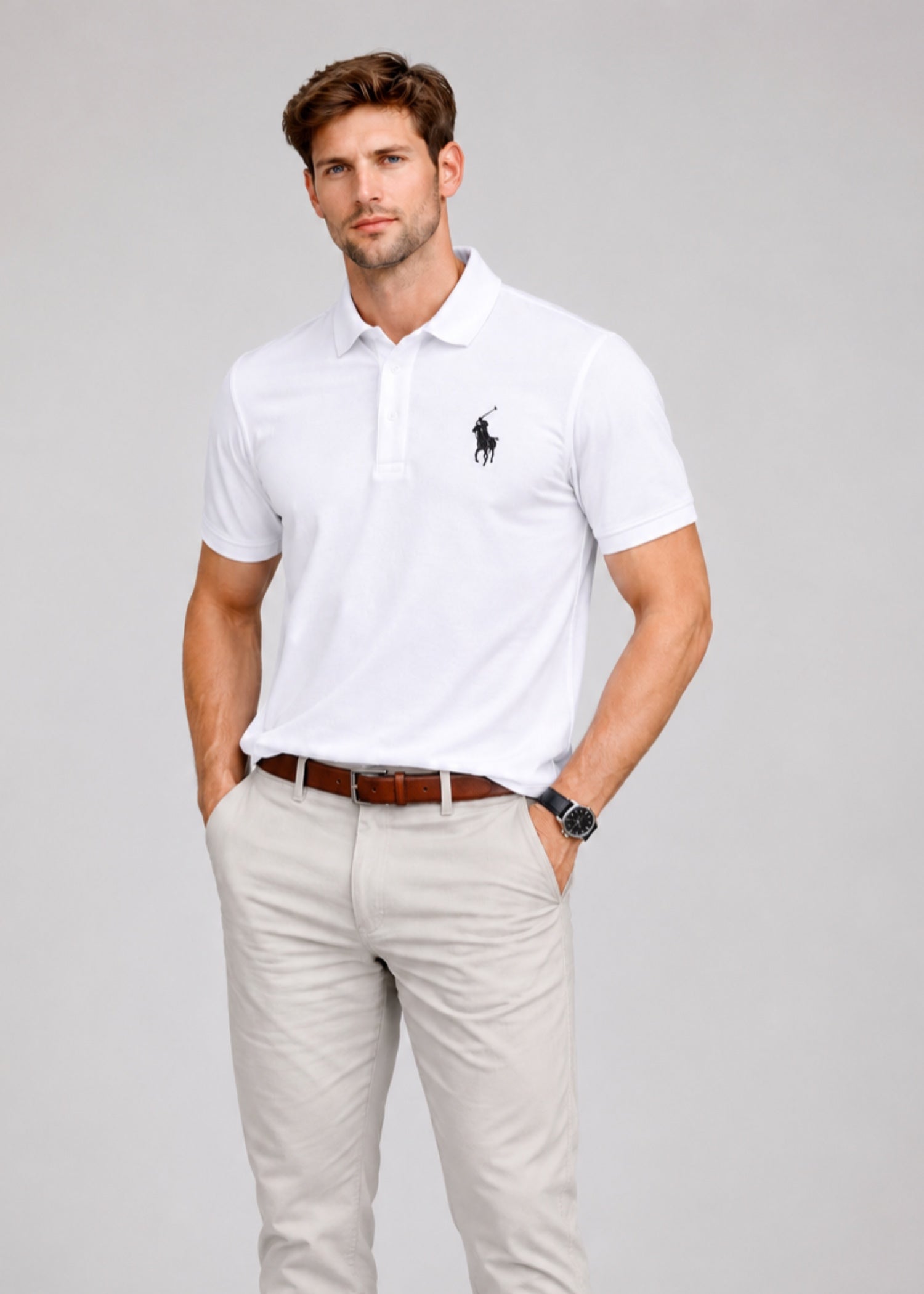 cotton Polo Shirt in White