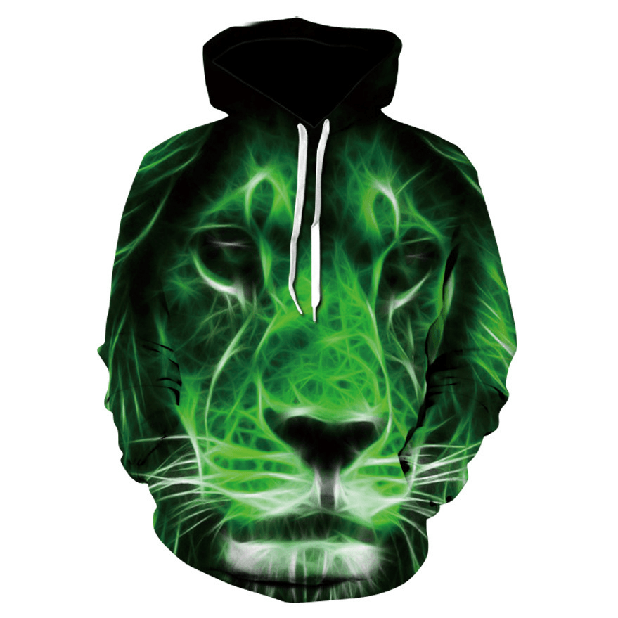 Men's 3D Color Lion Head Digital Print Hoodie - Trendy Spring and Autumn Sweatshirt