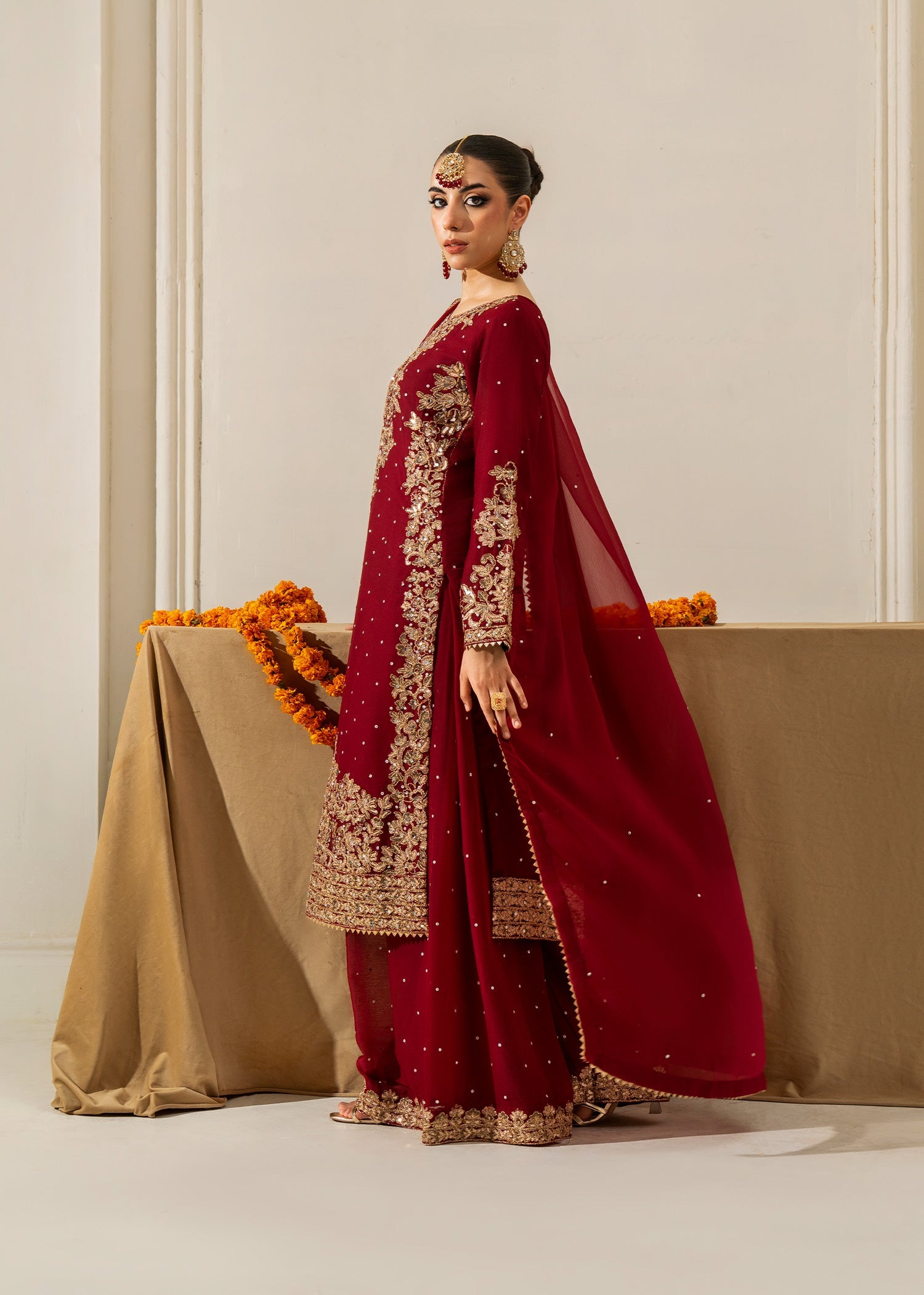 chiffon Sharara in Maroon