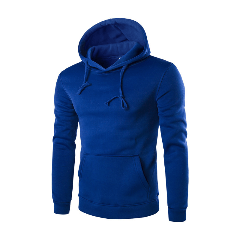 Pure Color Slim Men'S Hooded Long Sleeve Casual Simple Pullover Sweater