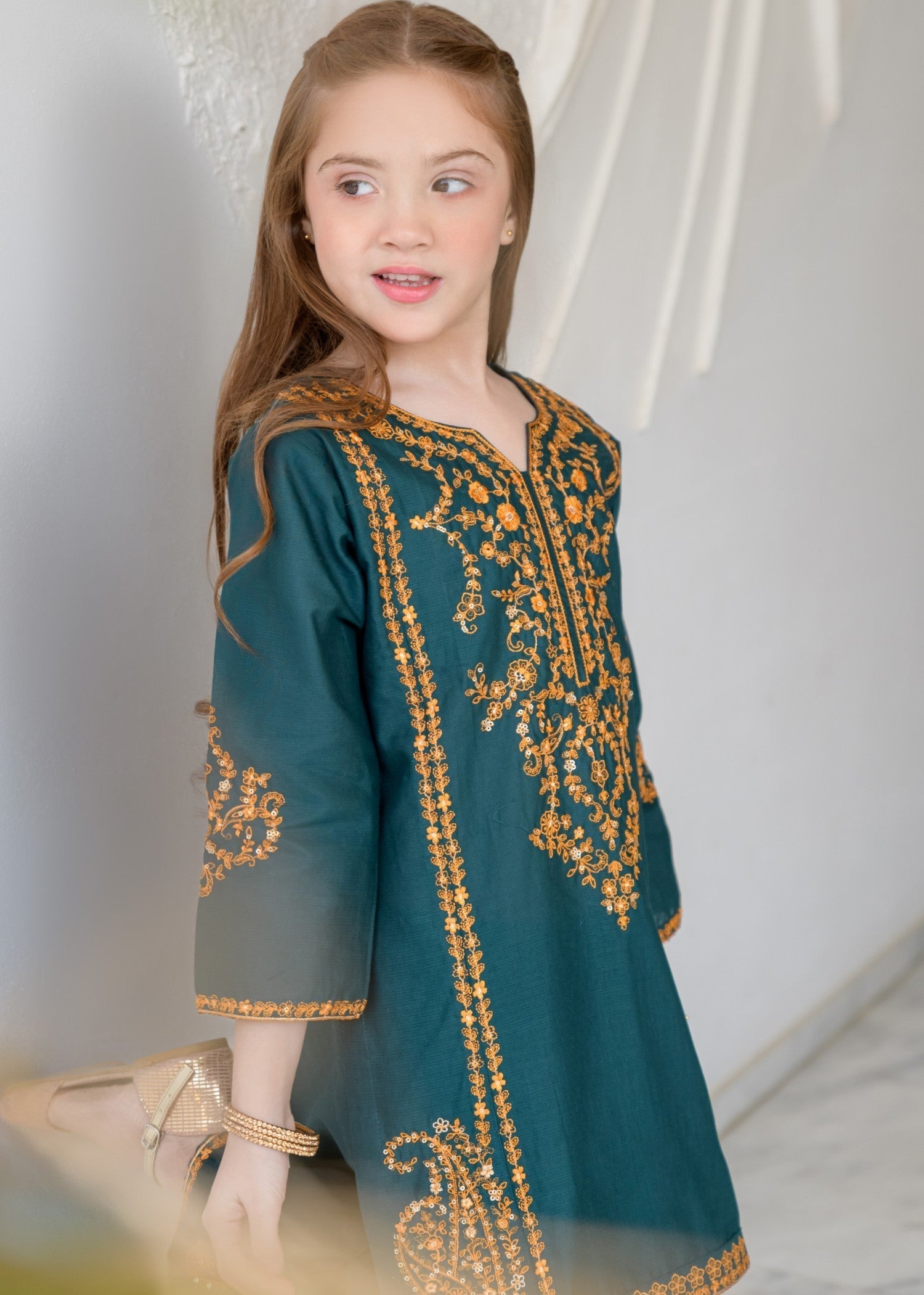cotton Kurta Set in Teal