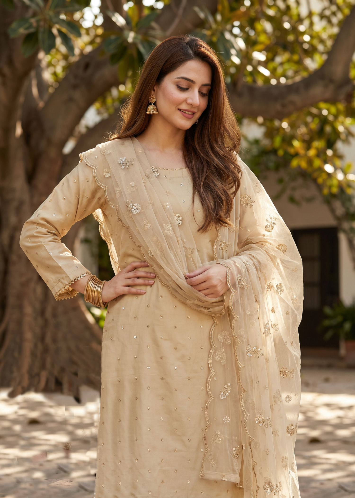 kattan silk Kurta Set in Gold