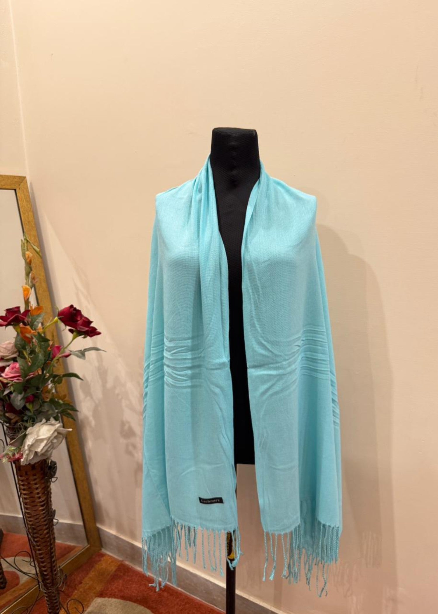 cashmere wool Hijab in Blue lagoon