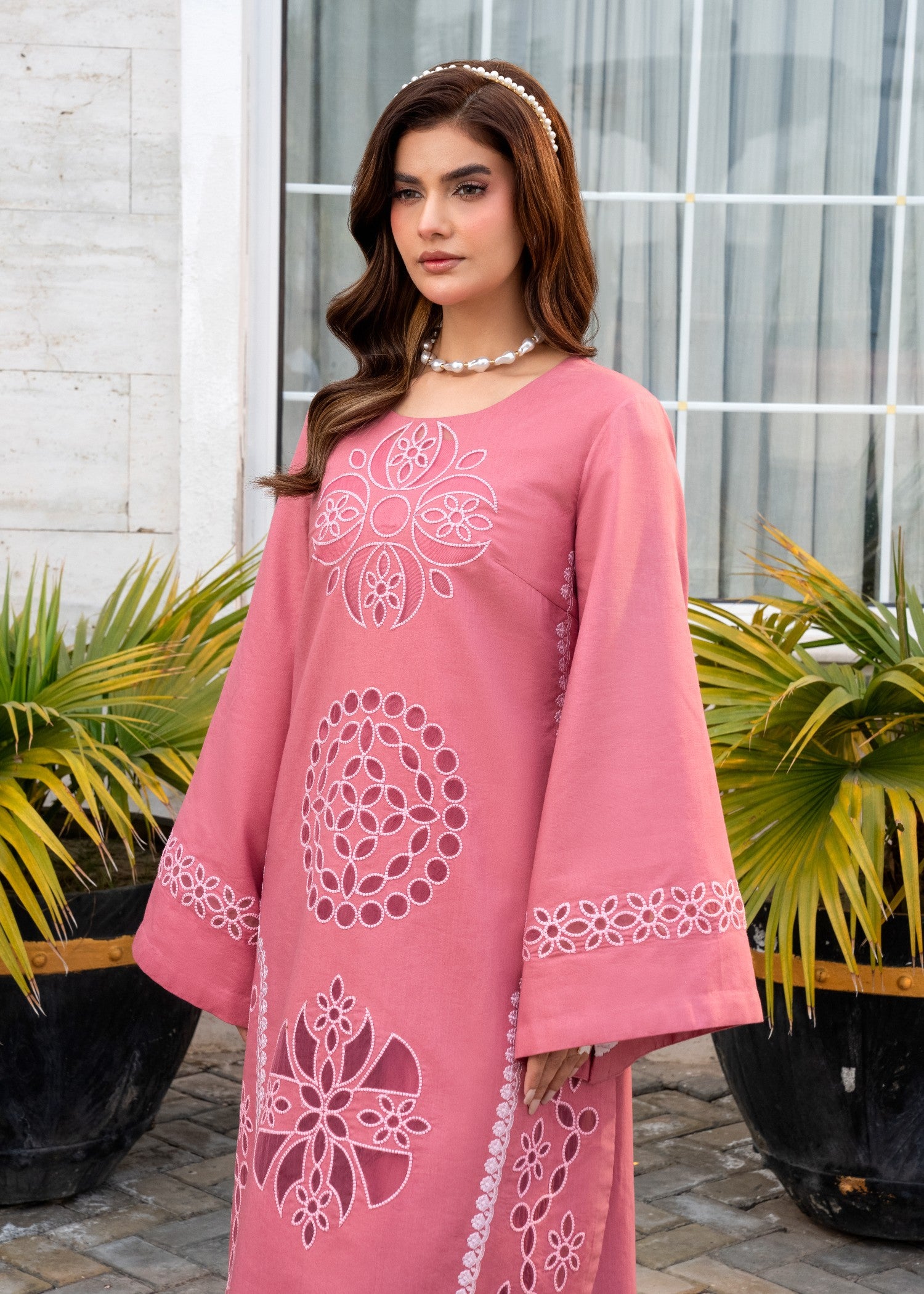 viscose Kurta Set in Salmon pink