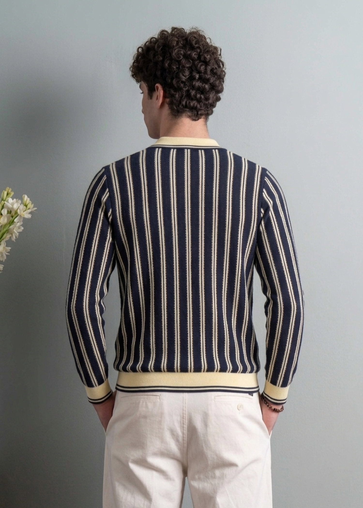 cotton Polo Shirt in Black, white