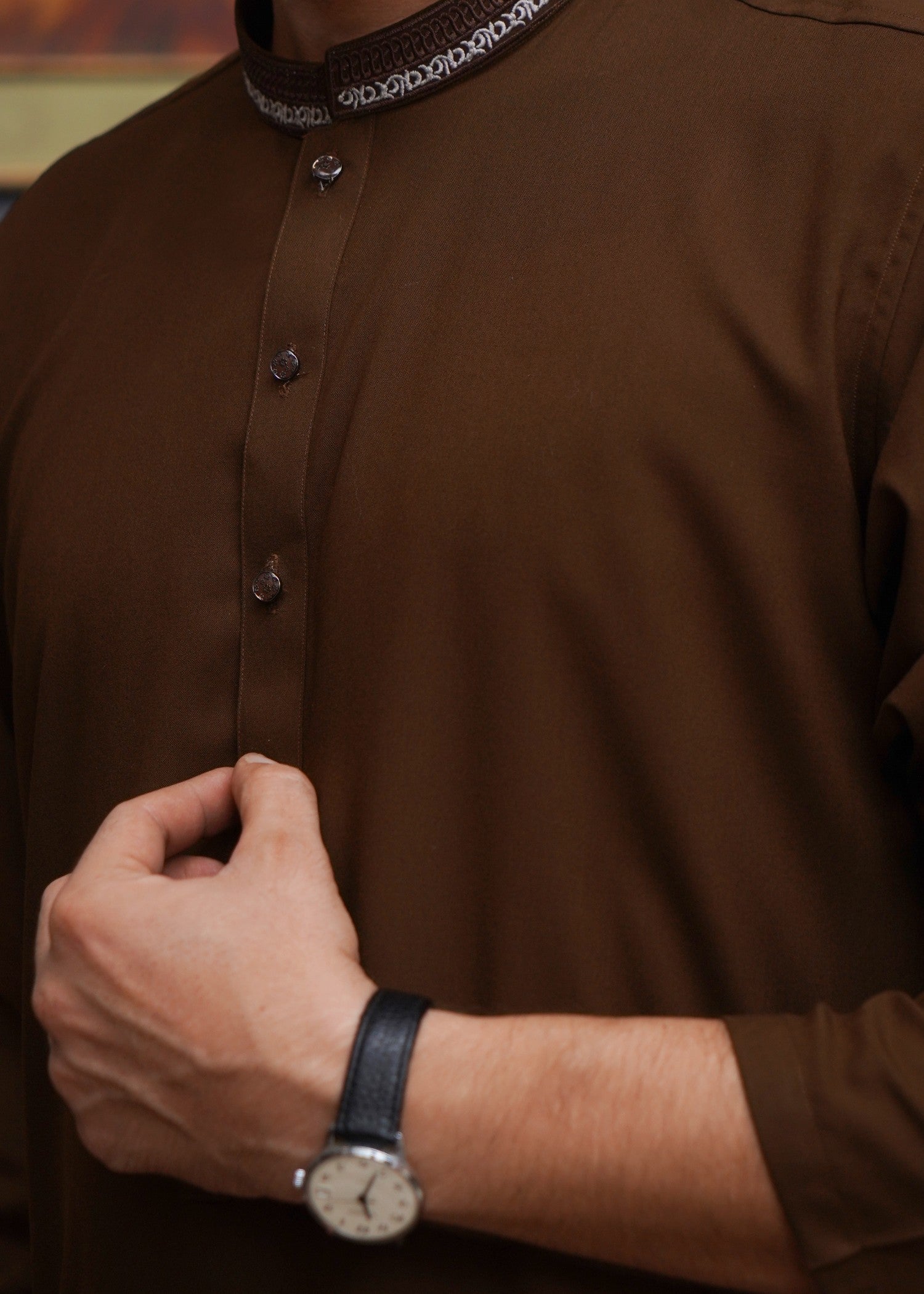 wash & wear Kurta in Caramel brown