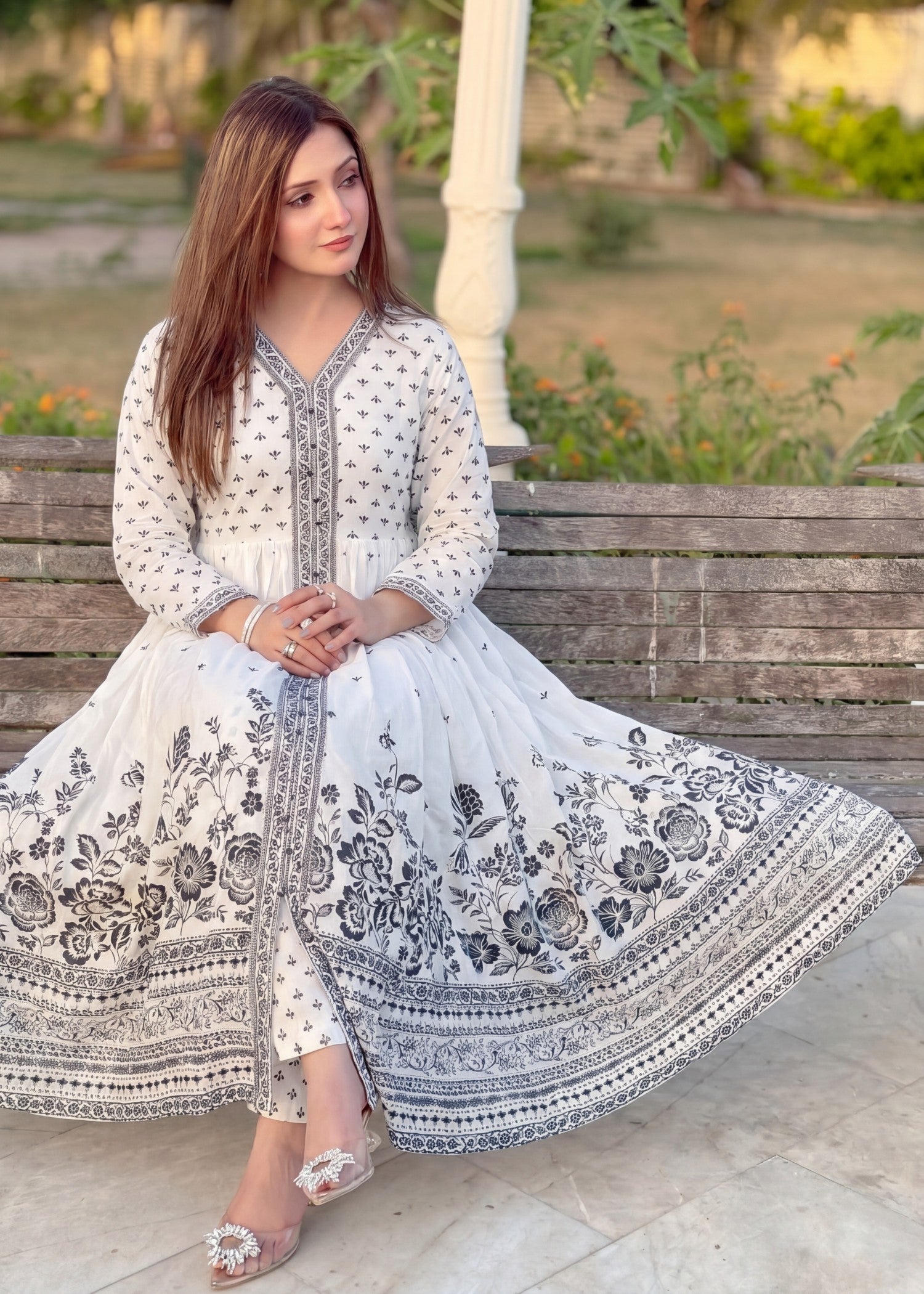 lawn Pishwas in White