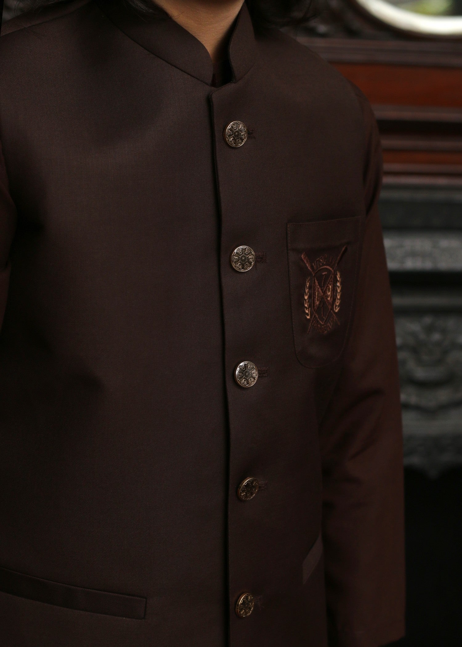 tropical Waistcoat in Chocolate brown