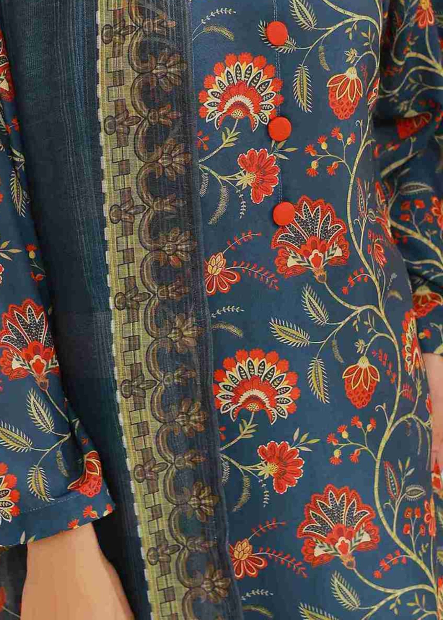 swiss lawn Kurta Set in Navy blue