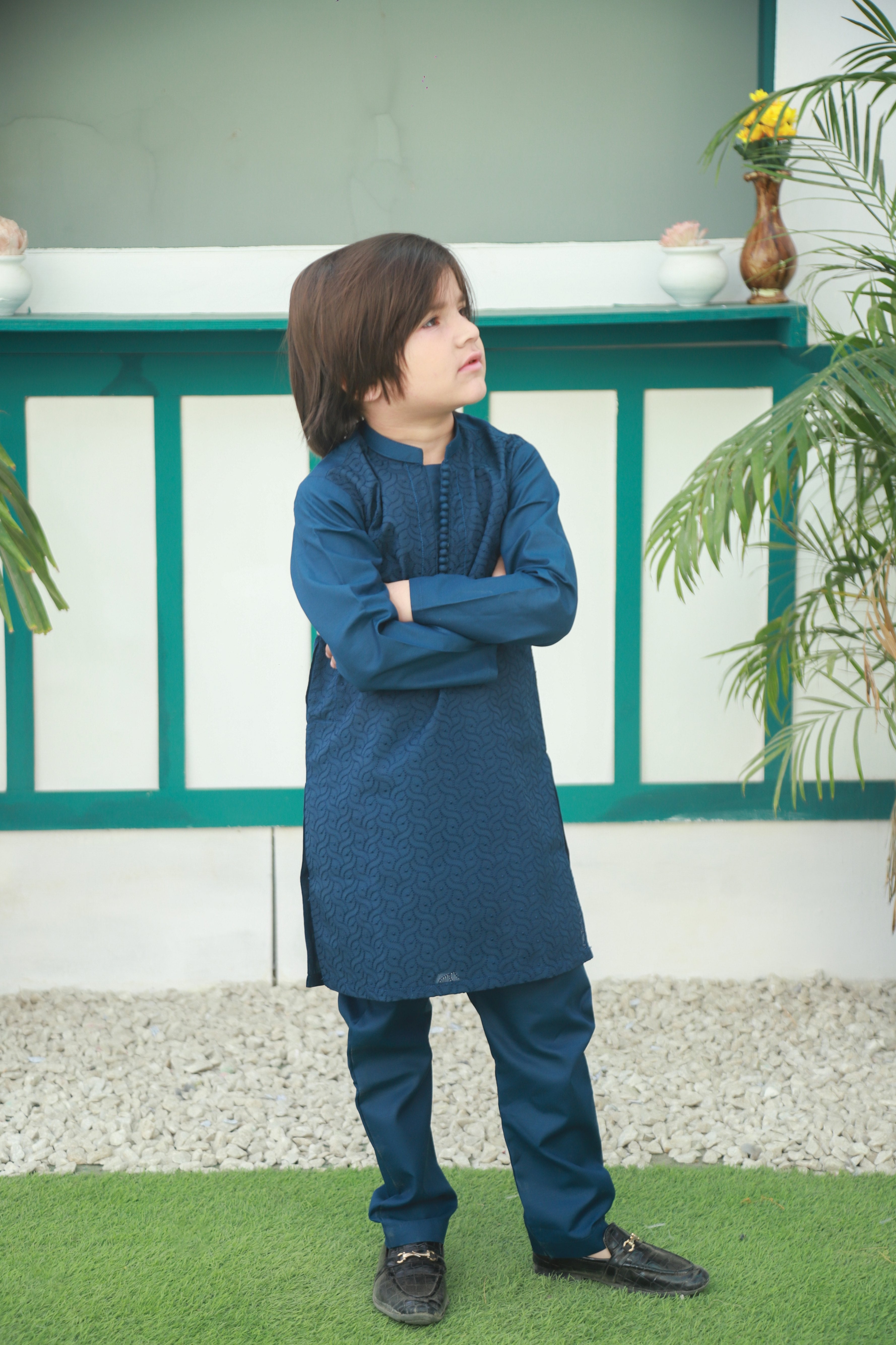 cotton Kurta Set in Sapphire blue