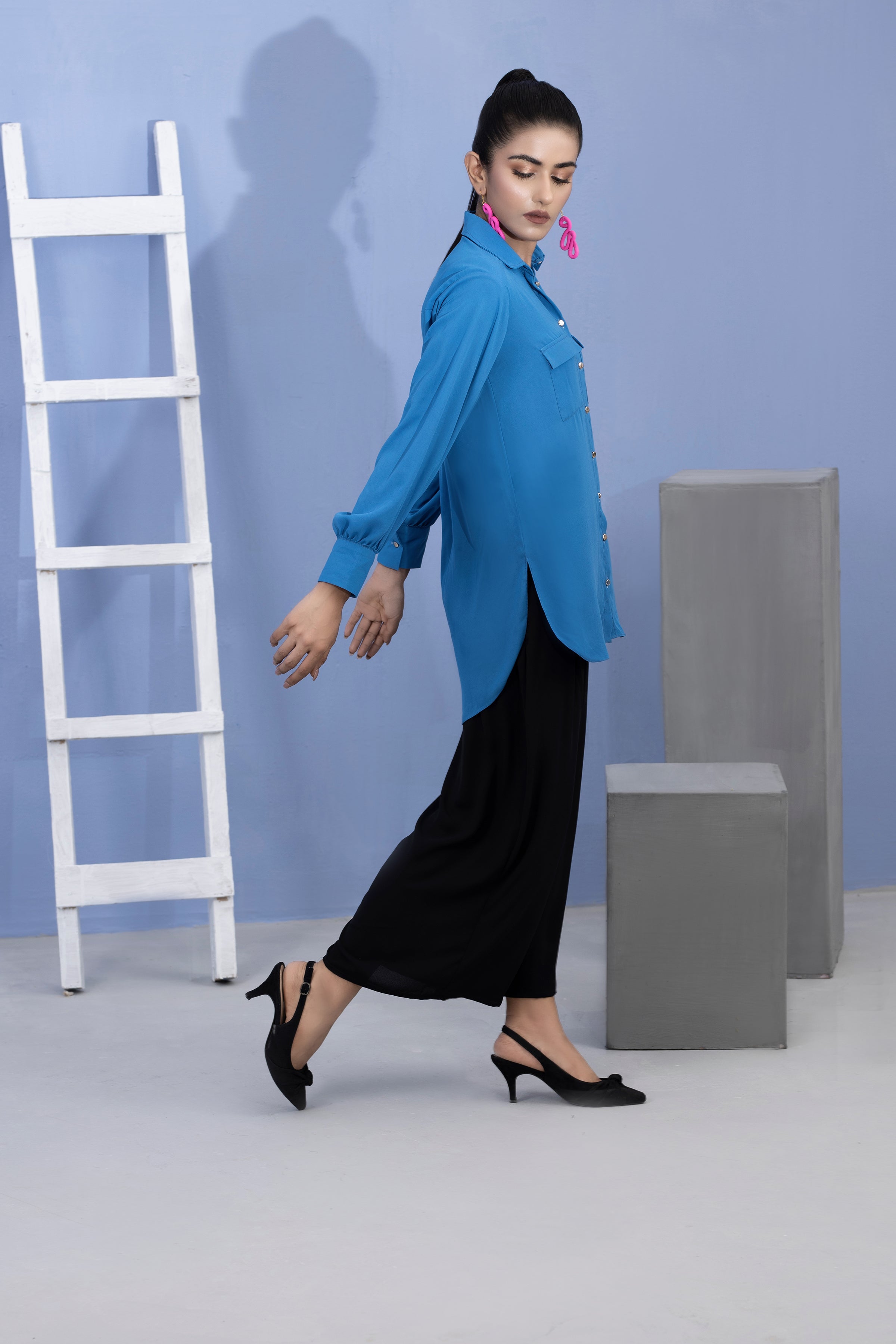 crepe georgette Top in Blue