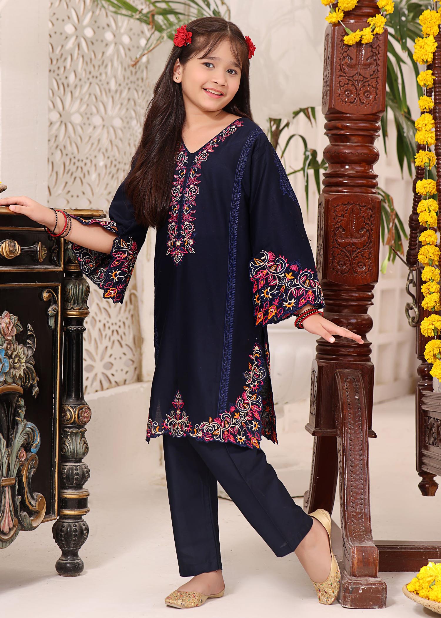 cotton Kurta Set in Dark blue