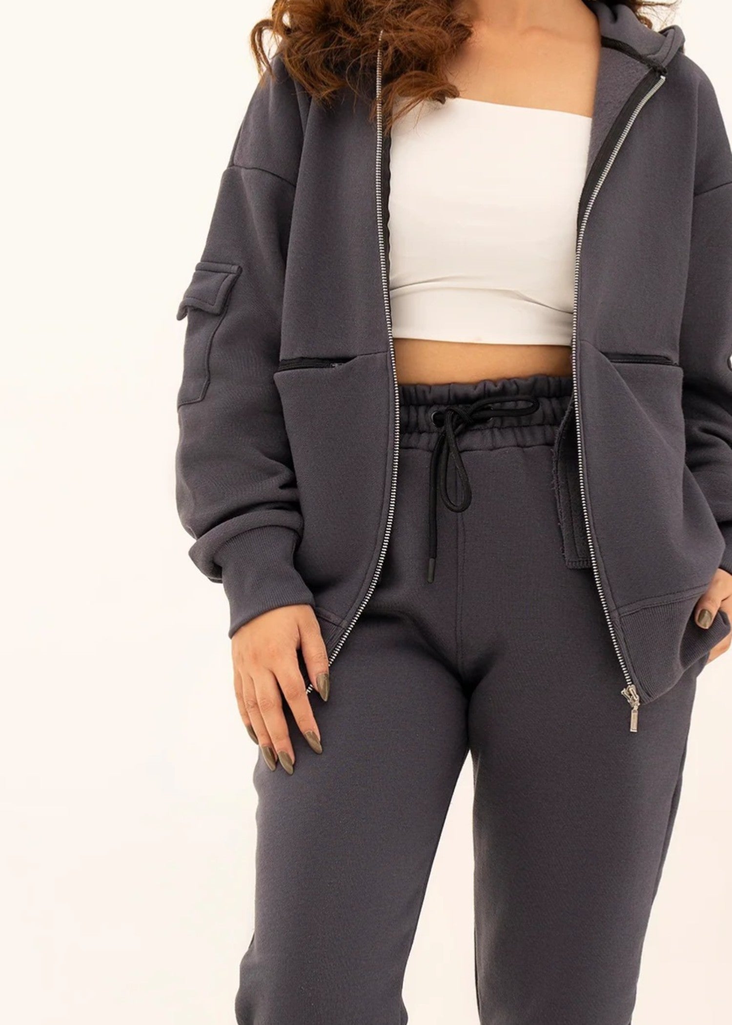 fleece Trousers in Steal grey