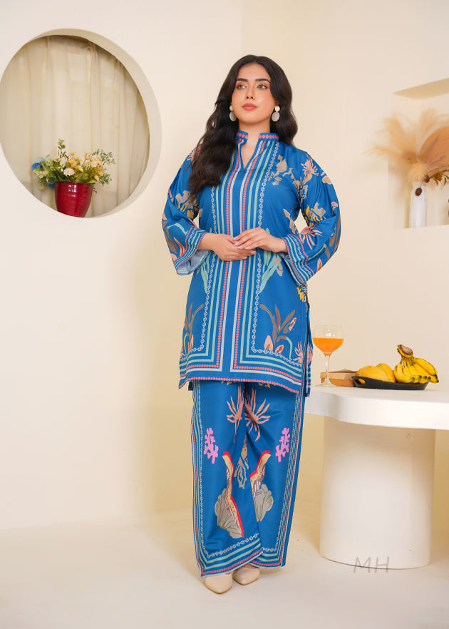 poly lawn Co Ord Sets in Sapphire blue
