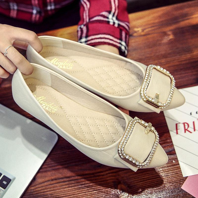 Pointed Toe Single Shoes Flat Korean Version of All-match Peas Shoes