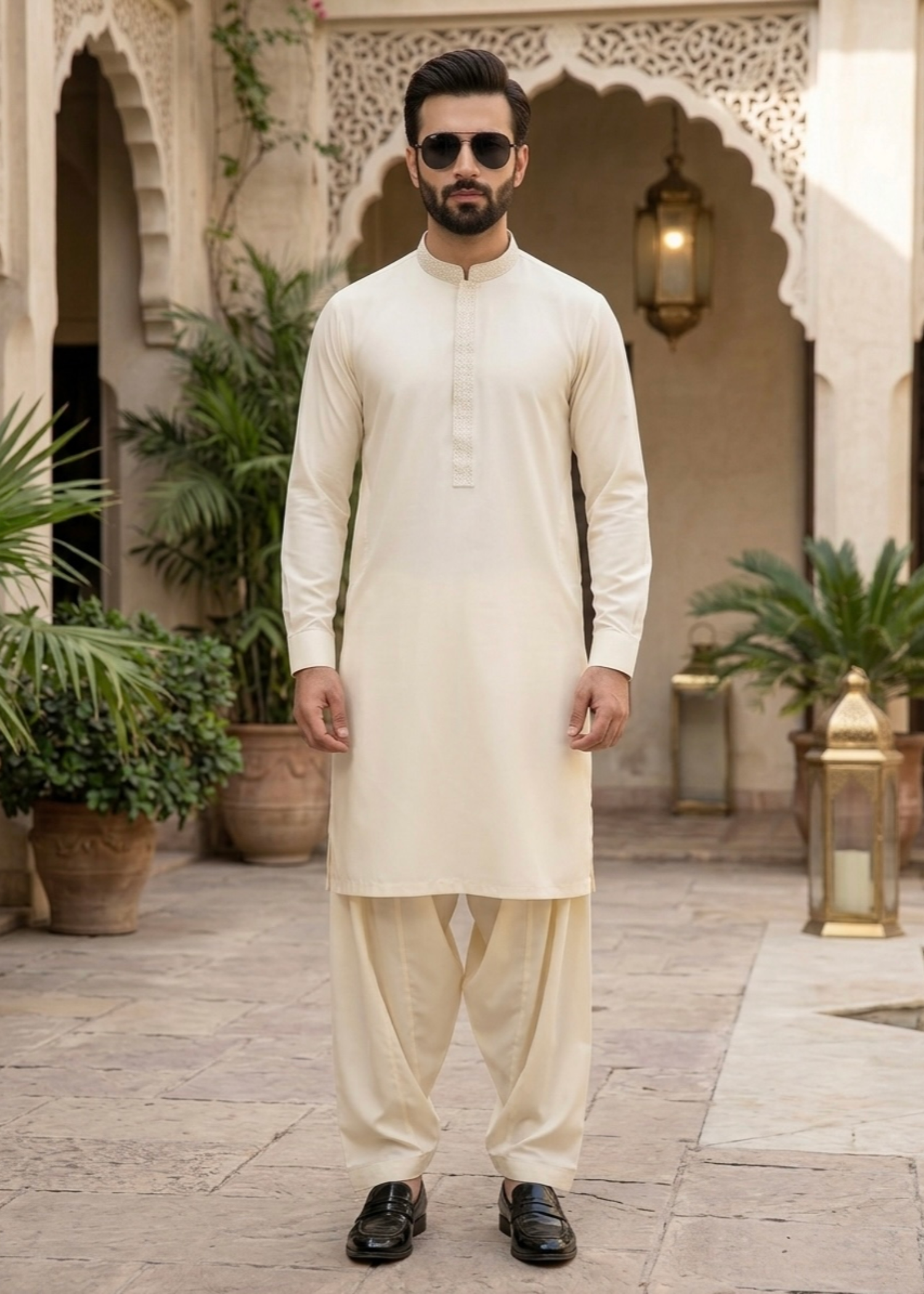 wash & wear Shalwar Kameez in Wheat
