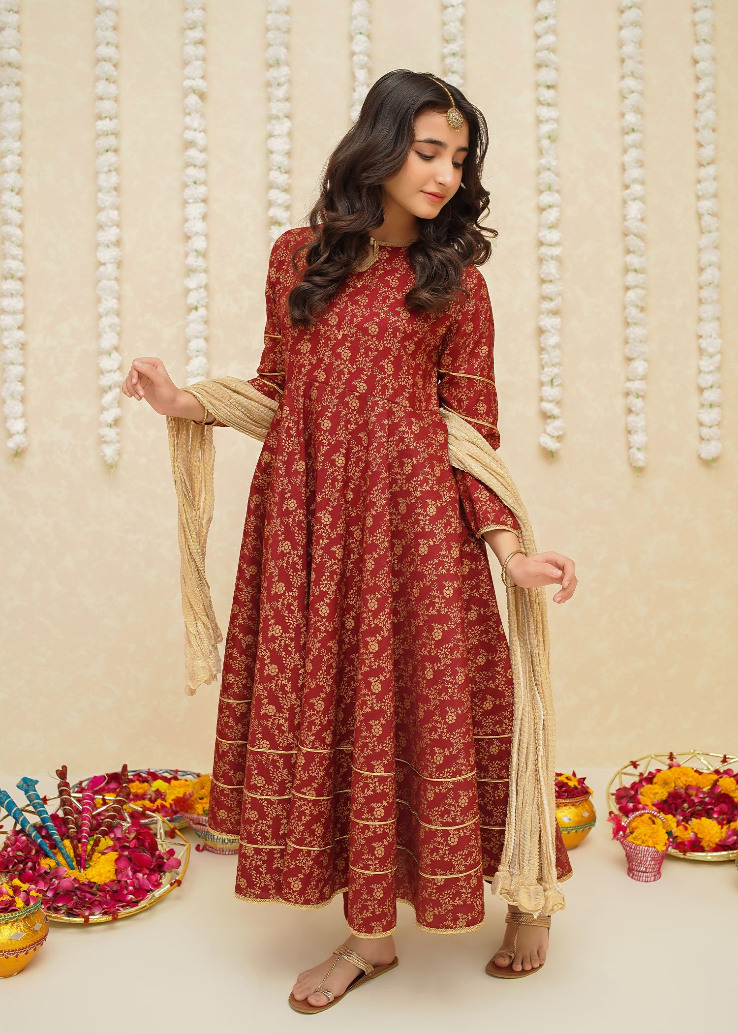 raw silk Pishwas in Maroon