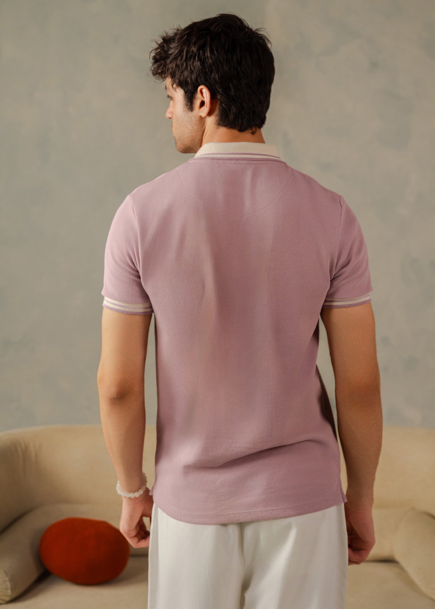 cotton Polo Shirt in Lavender pink