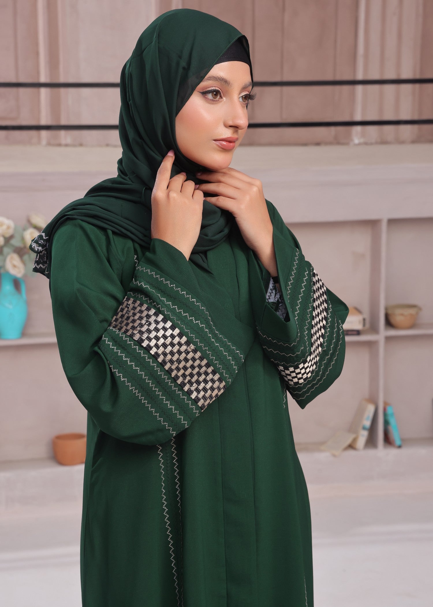 georgette Abaya in Green