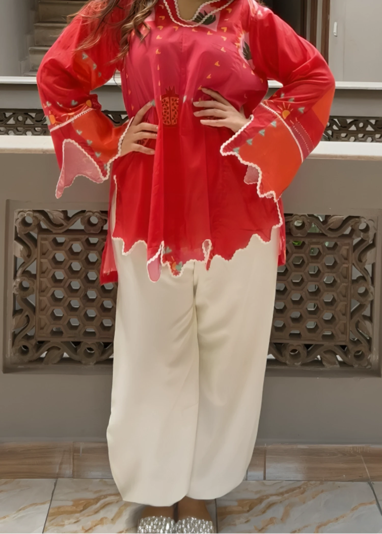 swiss lawn Shalwar in Cream