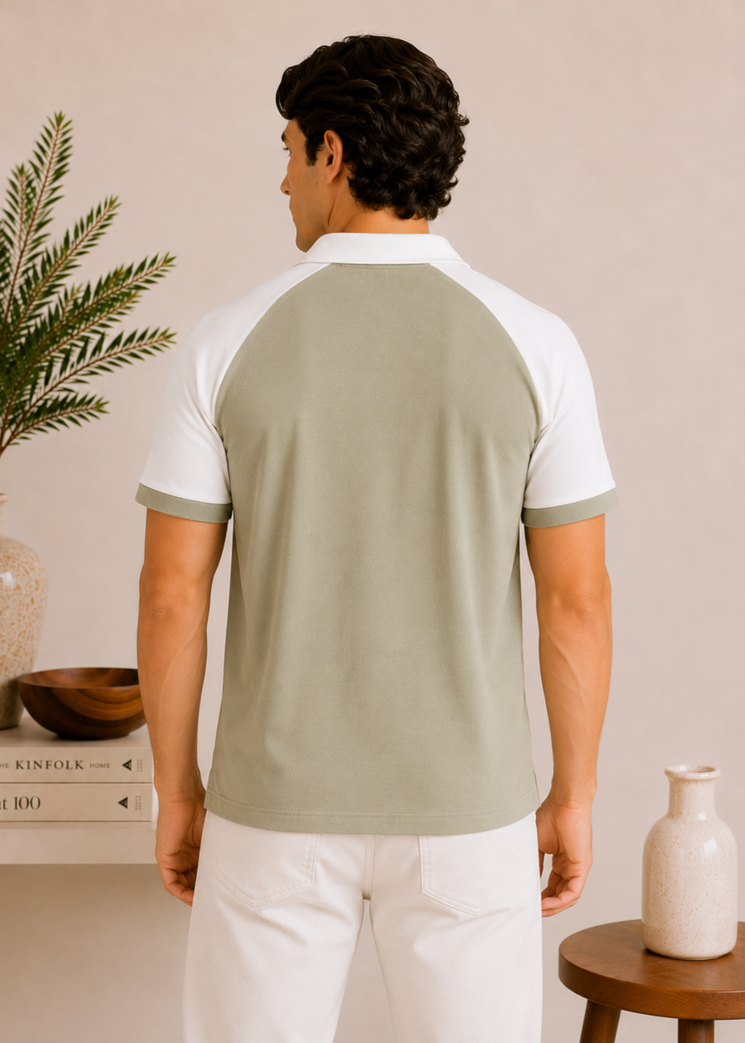 cotton pique Polo Shirt in Mint green, white
