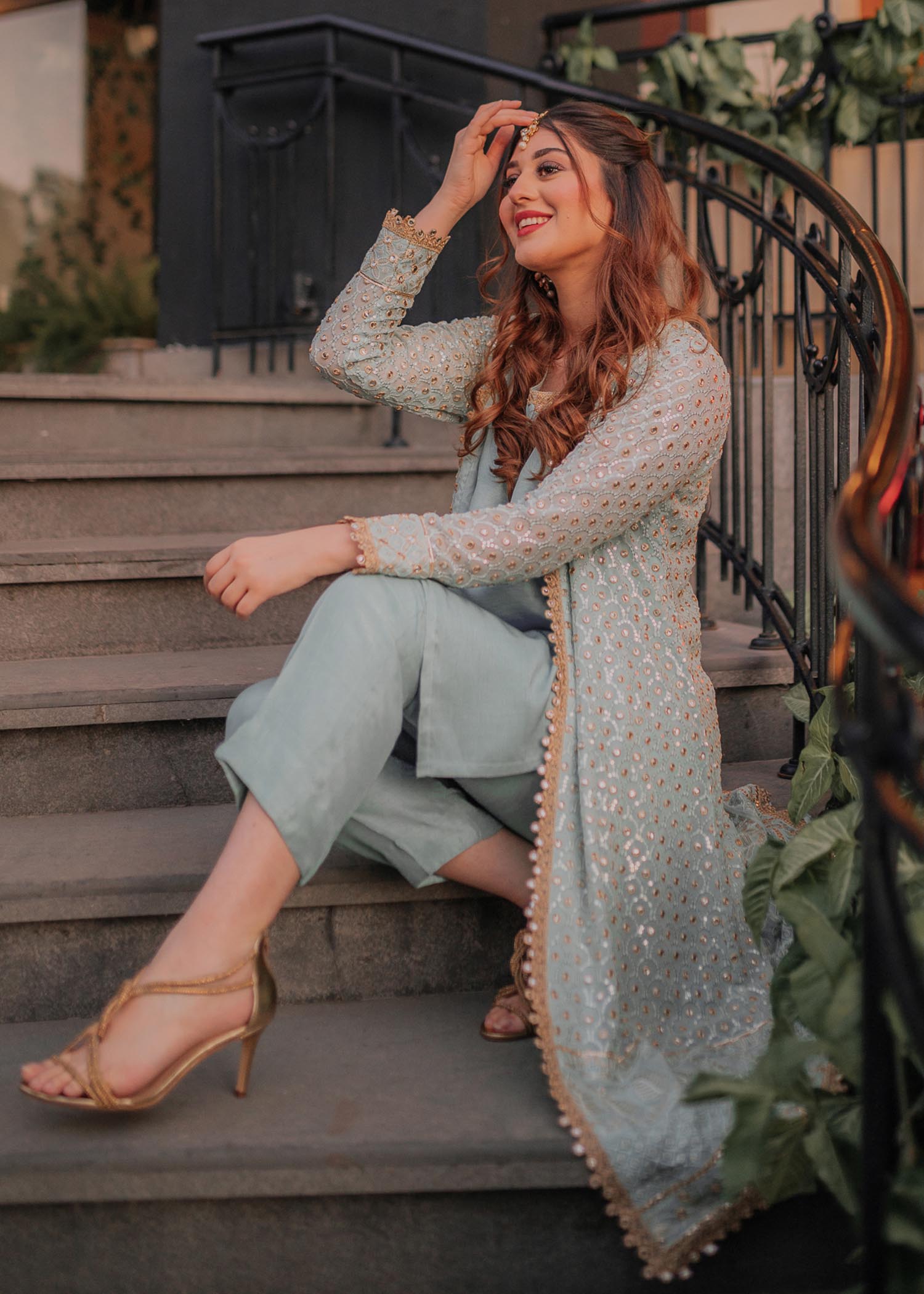 chiffon Gown in Ice blue