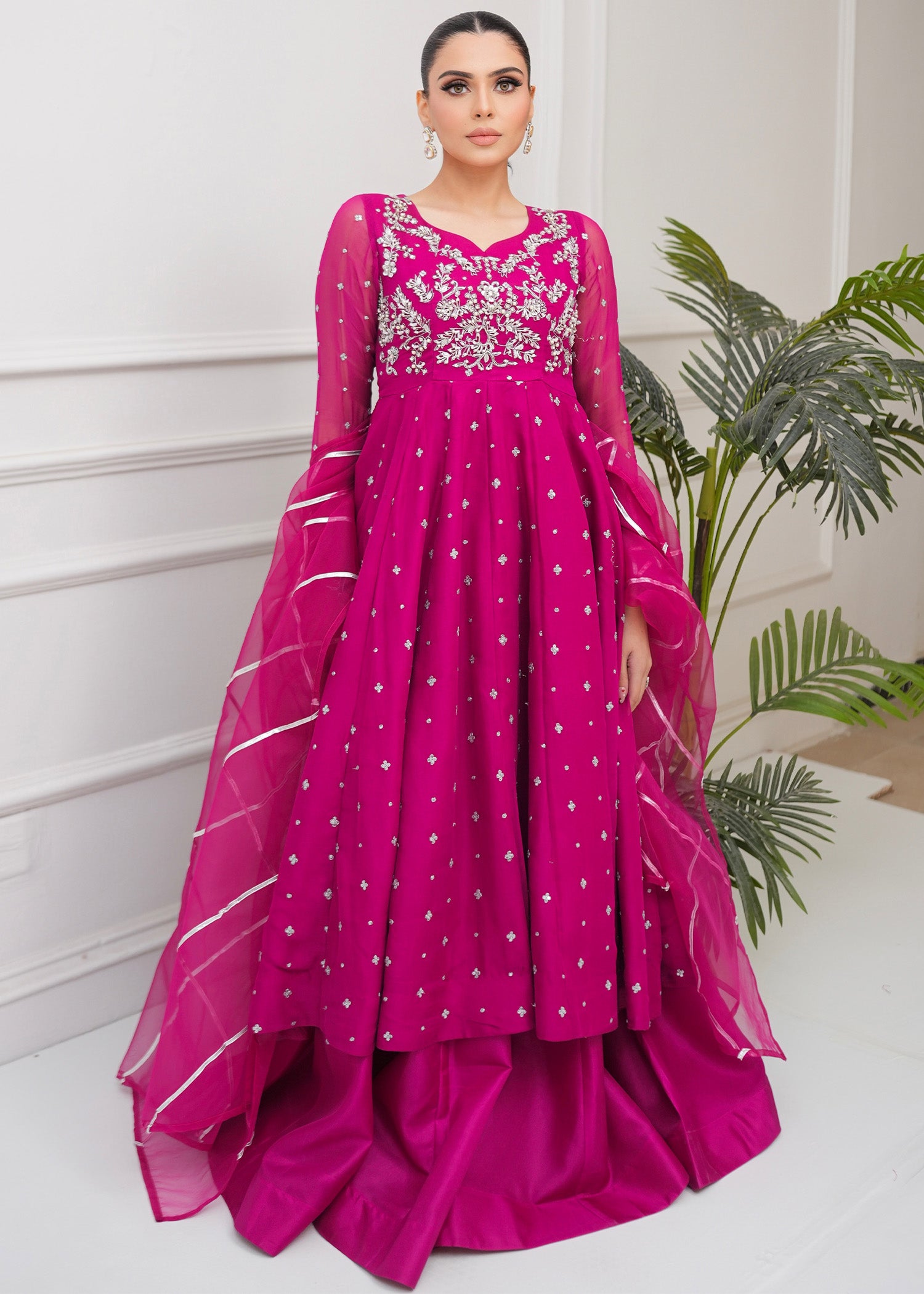 chiffon Lehenga in Bubblegum pink