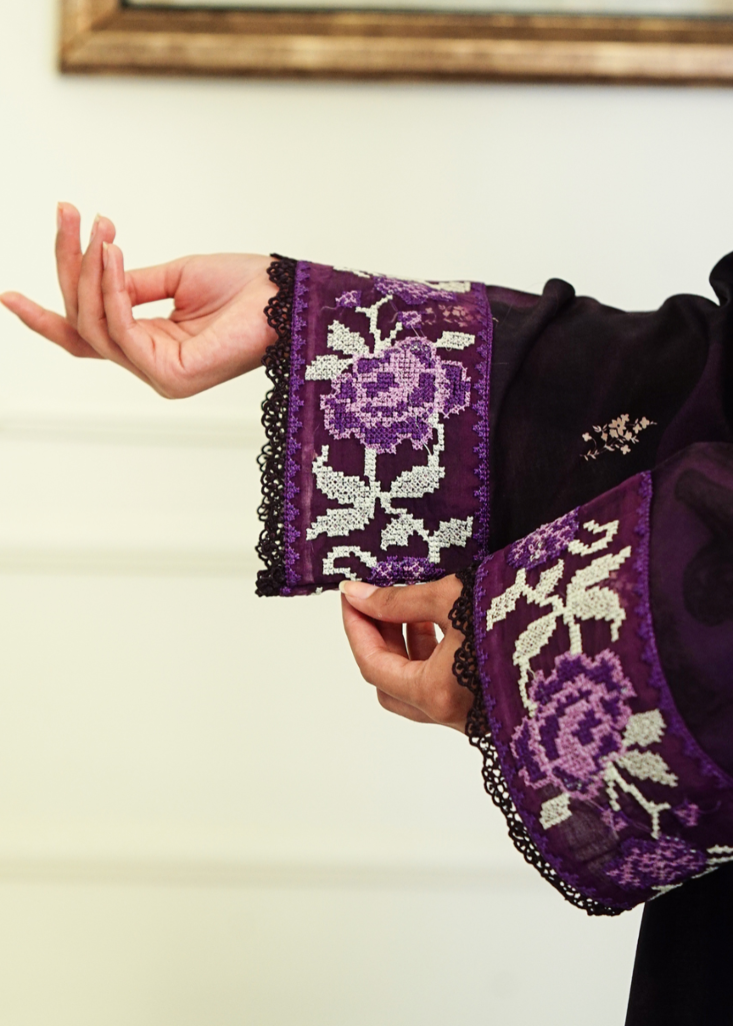 lawn Kurta Set in Purple heart, purple rain