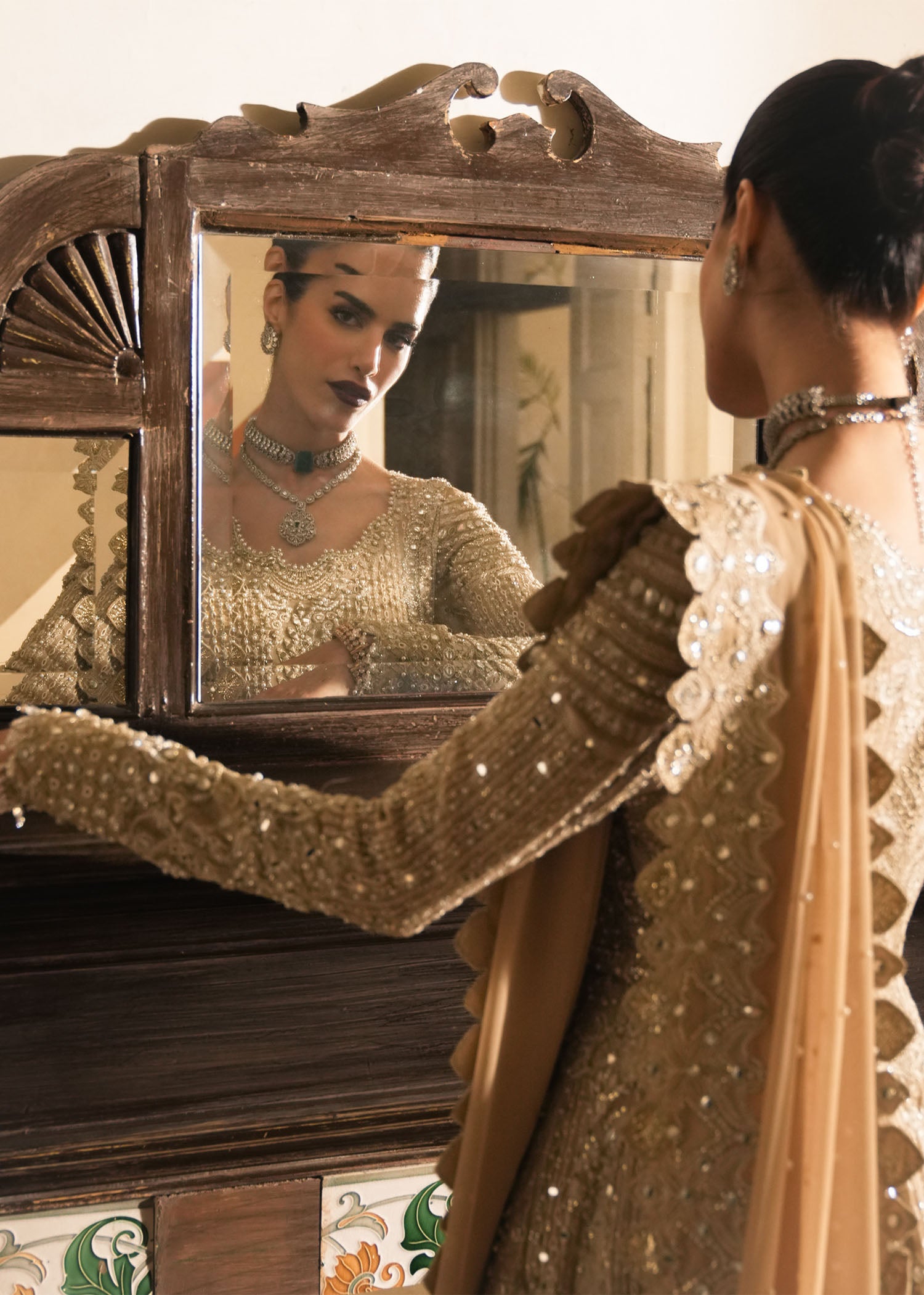georgette chiffon Lehenga in Beige