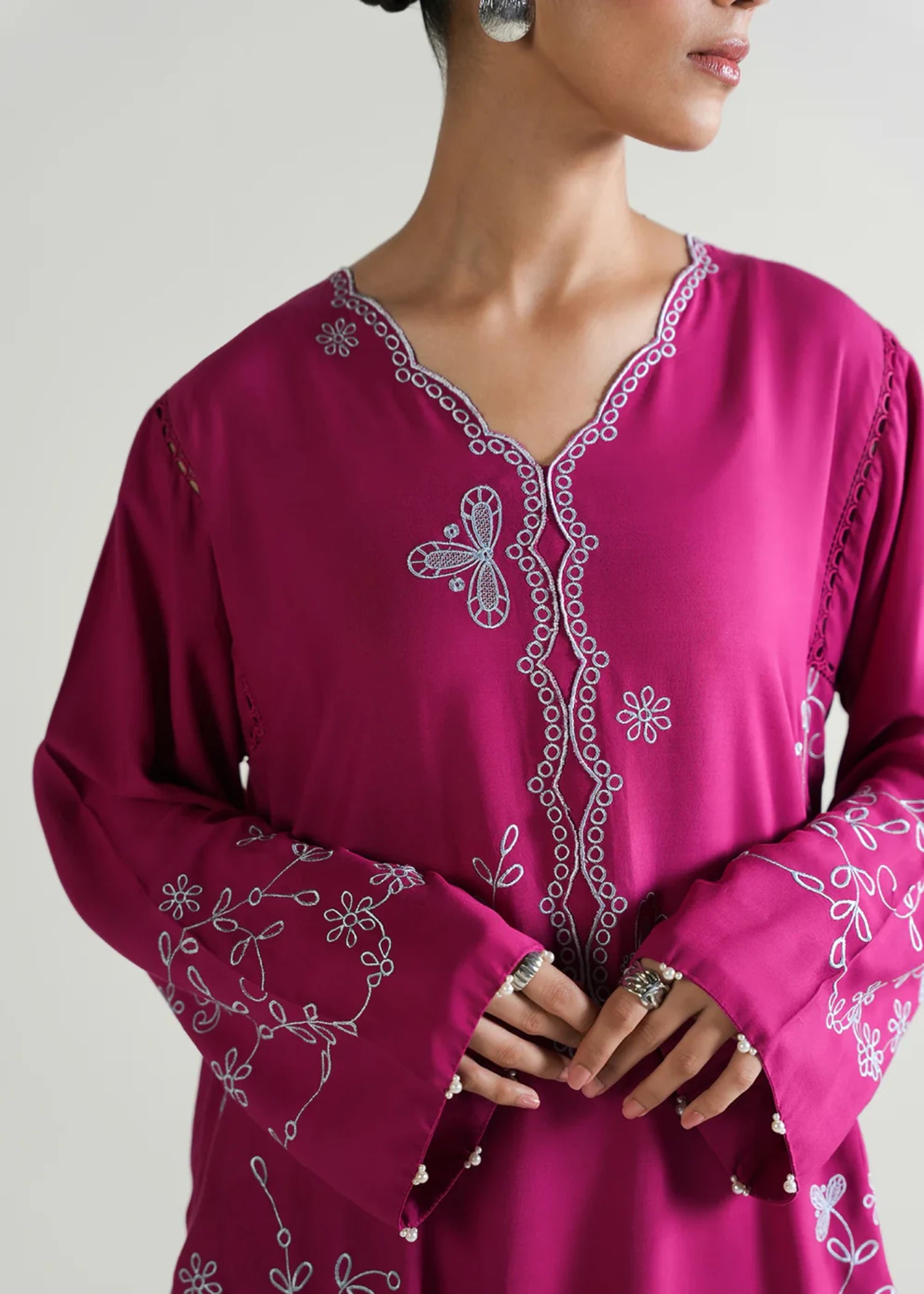 crepe Kurti in Pink