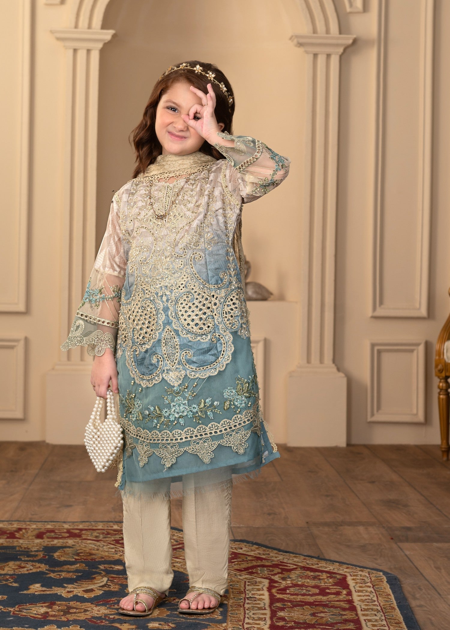 khaddi net Kurta Set in Multi