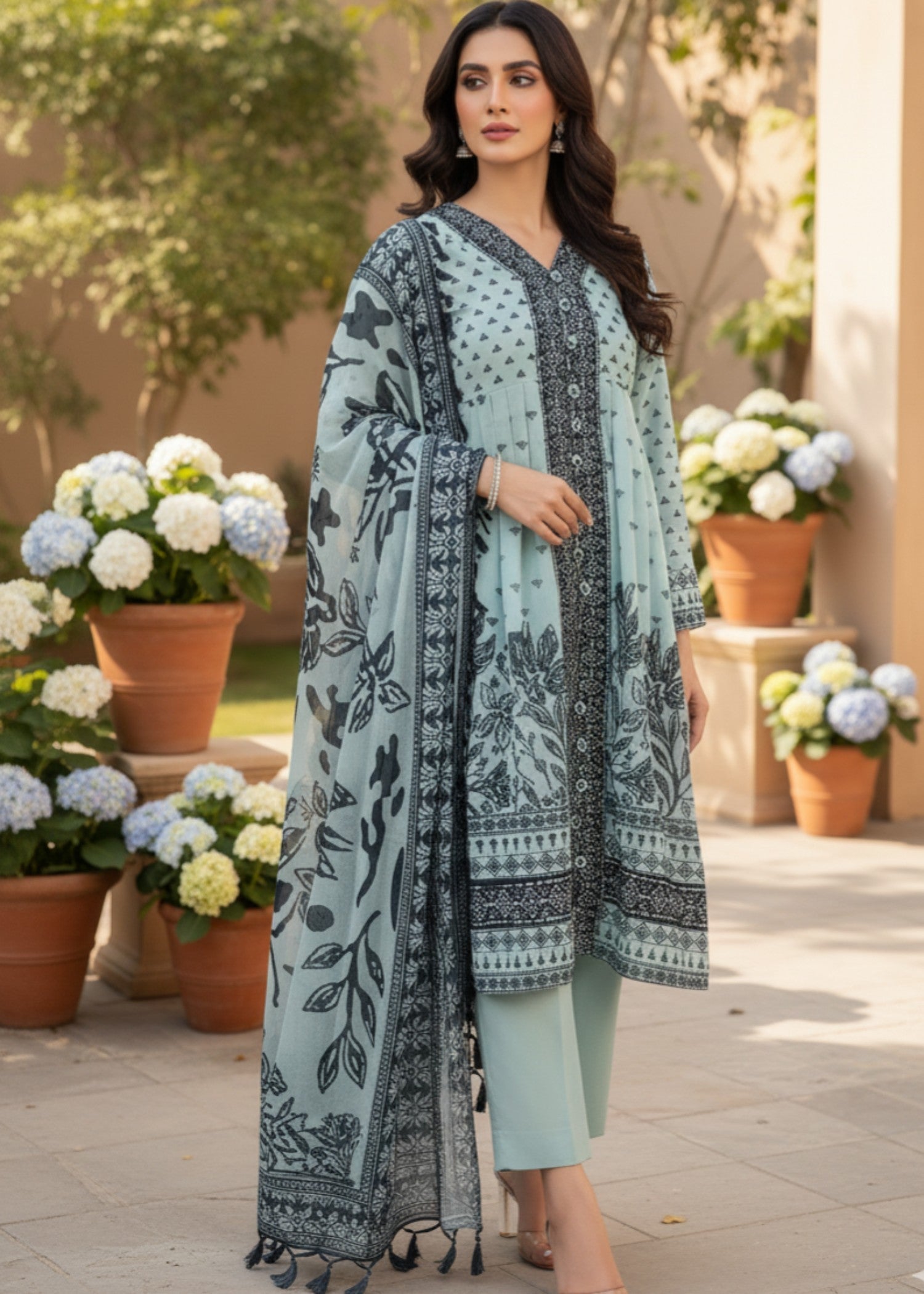 chiffon Maxi in Ice blue